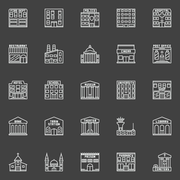 政府大楼线性图标图片下载