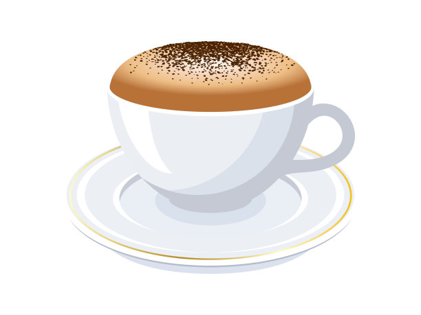 卡布奇诺加牛奶泡沫和肉桂粉图标矢量图片下载