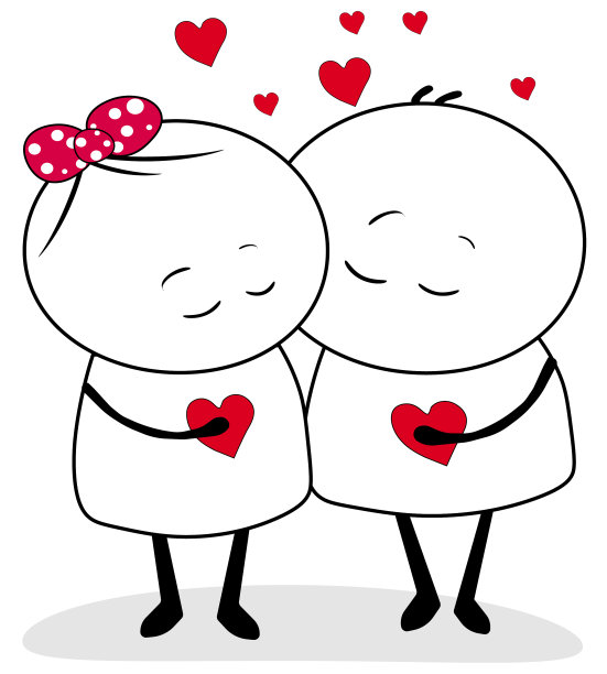 情人节。瓦伦丁矢量图解。可爱的人物。浪漫,婚礼的夫妇。图片下载