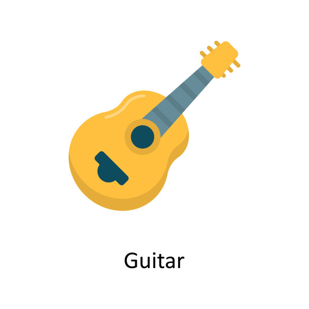 吉他矢量平面图标网页孤立的白色背景EPS 10文件图片下载