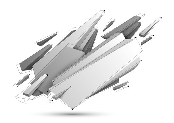 多边形形式向量抽象设计，现代未来主义形状AI神经网络概念，动态技术抽象主题，几何艺术。图片下载