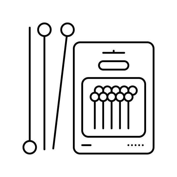 引脚配件设置线图标矢量插图图片下载