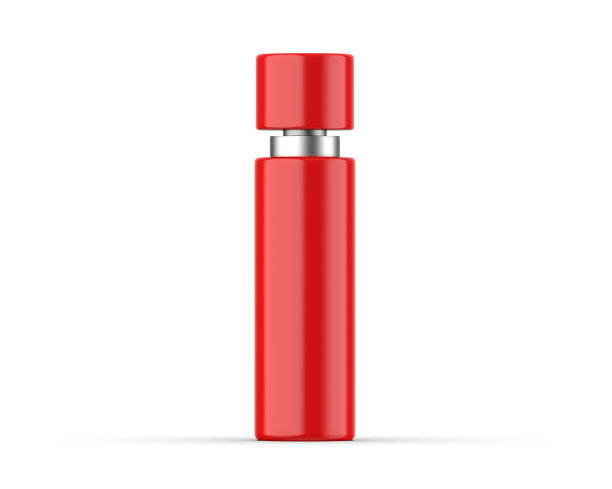 喷瓶与金属领子的品牌和模型，准备产品演示，3d渲染插图图片下载