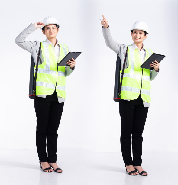 全长20多岁的年轻混合种族工程师建筑师客户女人，在空的手指图片下载