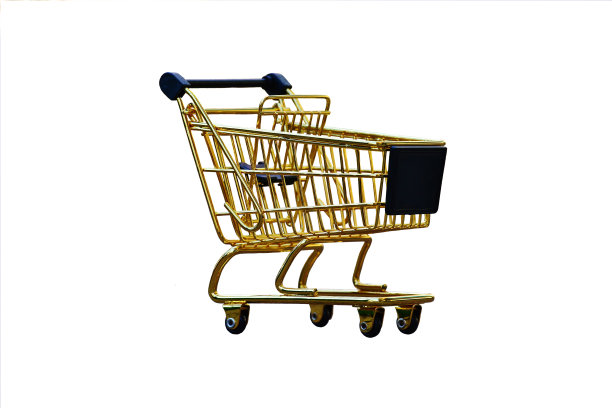 空的购物车孤立在白色背景。图片下载