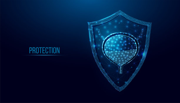 人膀胱在防护盾。医学概念，膀胱癌，膀胱炎，人体排泄系统。线框低多边形风格。抽象矢量插图在深蓝色背景。图片下载