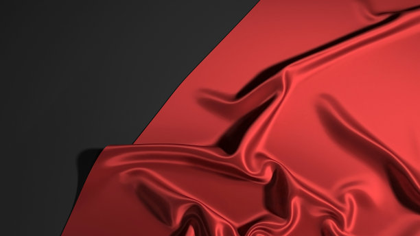 黑色圣诞背景上的红色丝绸。黑色背景红色帆布图片下载