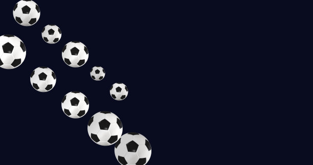 足球飞行球的3d动画。足球版面或海报设计背景。隔离在蓝色背景上。3 d渲染。图片下载