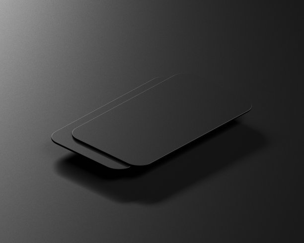 经典的黑色商务名片模型顶部视图图片下载