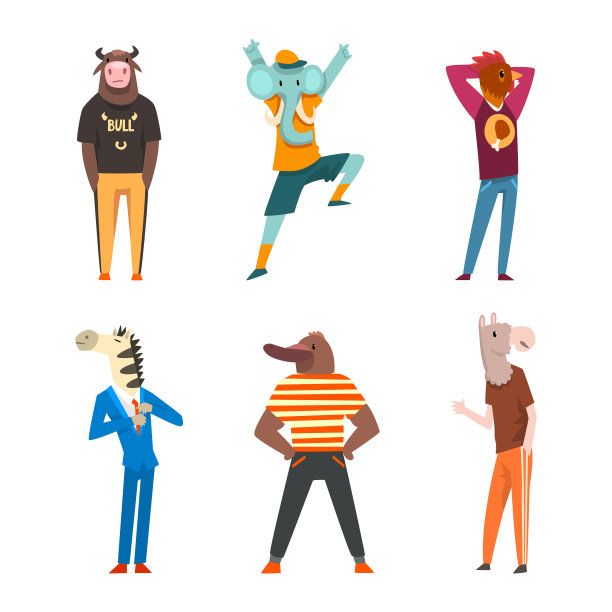 动物角色穿着人的衣服图片下载