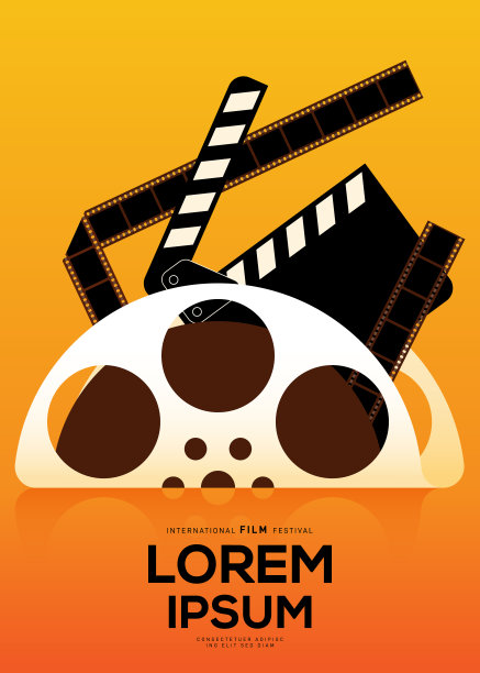 电影海报设计模板背景与电影设备图片下载