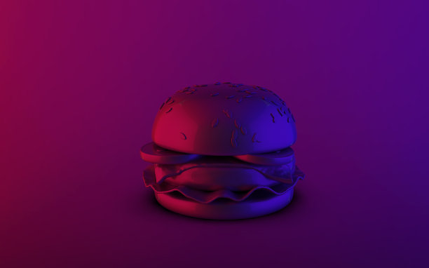 霓虹灯快餐汉堡3d图像图片下载