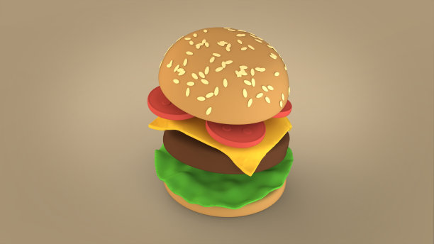 卡通风格的汉堡3d图像图片下载
