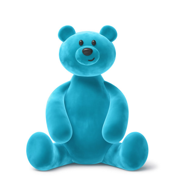 蓝色毛绒熊玩具孤立在白色。包含裁剪路径图片下载