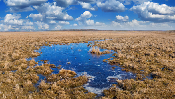 草原湖泊全景图图片下载
