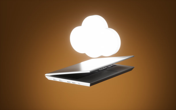 笔记本电脑和云计算，3D渲染。图片下载