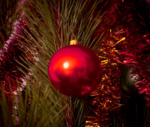 圣诞玩具挂在圣诞树上迎接新的一年图片下载