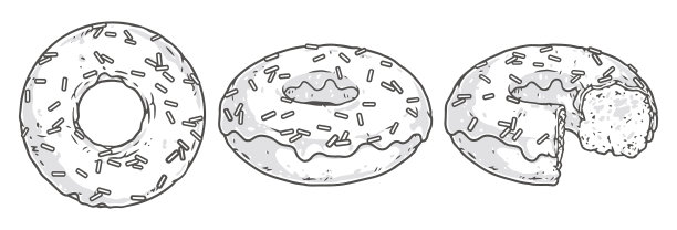 甜甜圈蛋糕标志五颜六色的设置图片下载