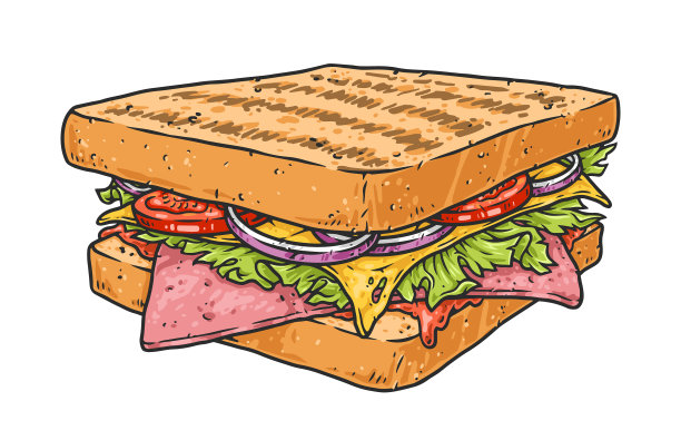 开胃三明治彩色贴纸详细图片下载