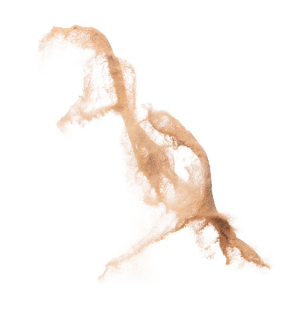 大尺寸沙尘飞扬爆炸，金粒波爆炸。抽象的云飞。黄色的沙子飞溅在空中。白色背景隔离高速快门，抛出定格动作图片下载