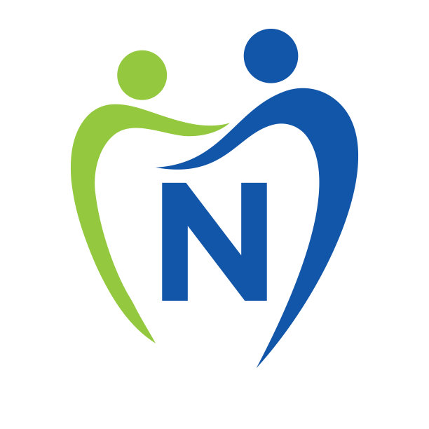 牙科诊所标志上的字母N概念。家庭牙科保健标志。牙科医生标志签名图片下载