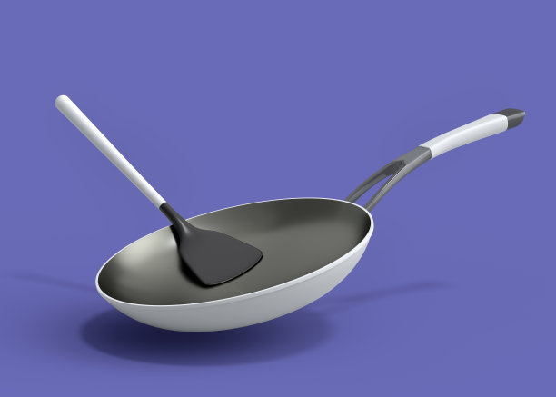 平底锅与玻璃盖和硅固体特纳紫色背景。图片下载