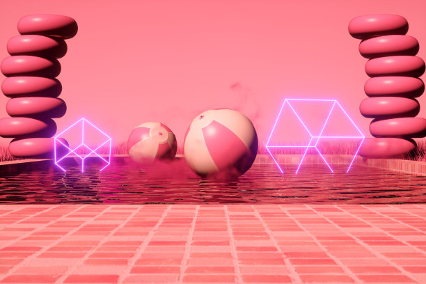 暑假游泳馆背景用霓虹灯图片下载