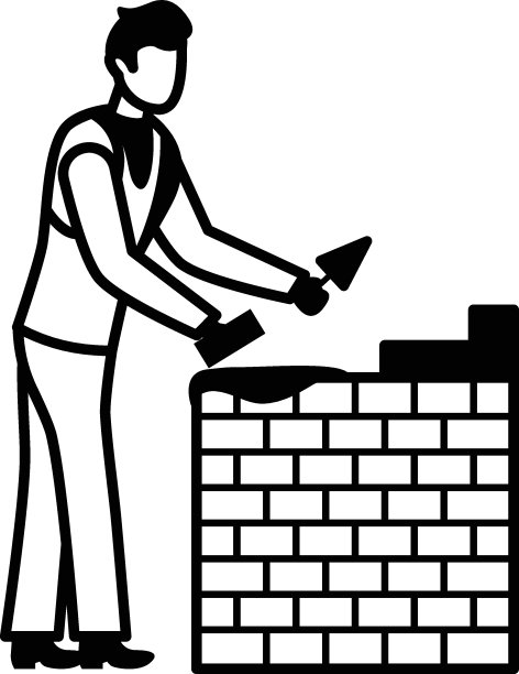 砖匠矢量图标设计，工艺职业符号，爱好和艺术作品标志，创意人员库存插图，砖匠概念图片下载