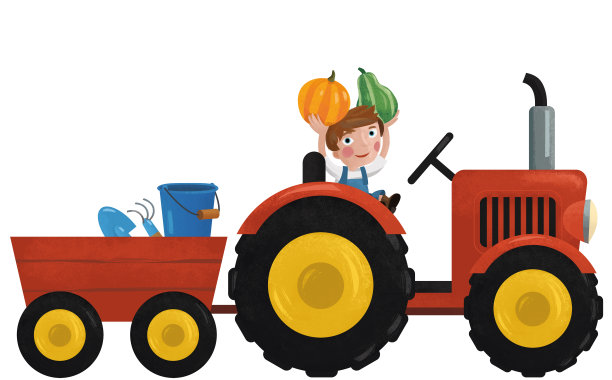 卡通场景与工作农民儿子插图图片下载