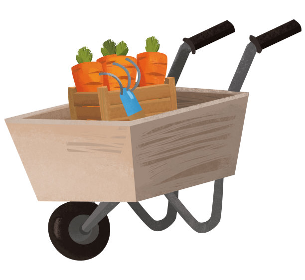 卡通手推车与蔬菜插图图片下载