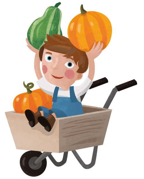 卡通农场年轻的农民男孩少年孤立的插图图片下载