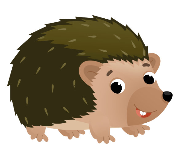 白色背景上欢快的刺猬卡通场景图片下载