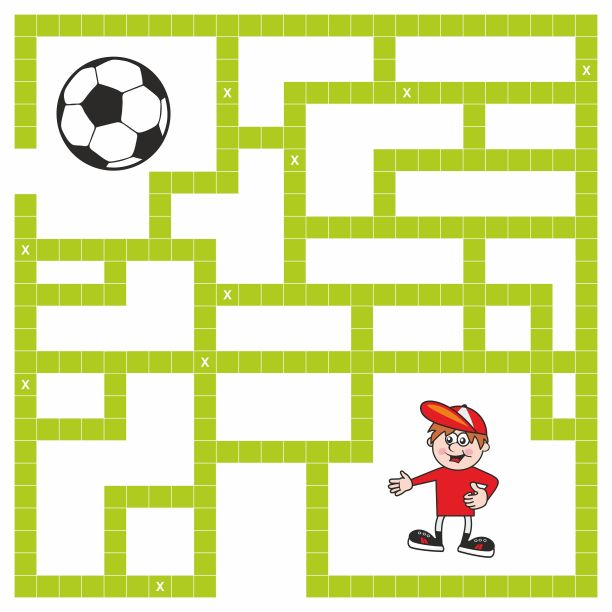 迷宫，游戏，足球运动员找到足球的方式，eps。图片下载