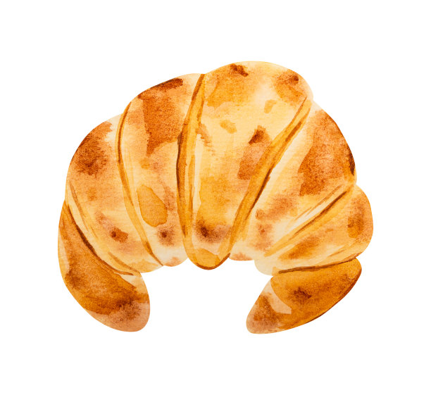 牛角包手绘水彩画图片下载