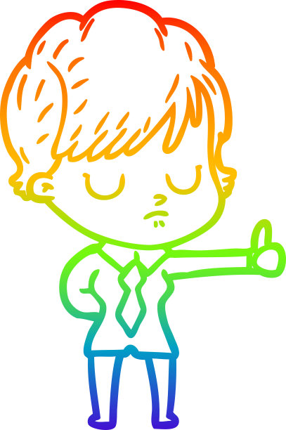 彩虹渐变线画一个卡通女人图片下载