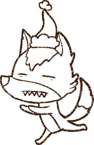 节日狼炭笔画图片下载