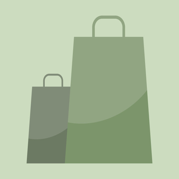 两个购物袋。绿色和米色。孤立矢量图图片下载