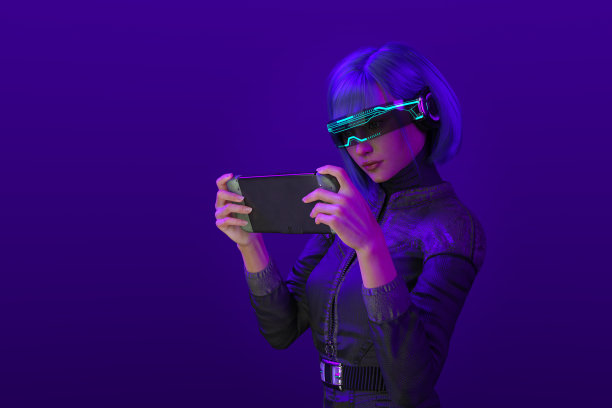 数字化身在虚拟世界中玩游戏，3d渲染图片下载