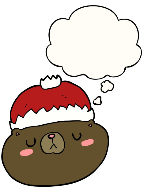 带有思想泡泡的卡通圣诞熊图片下载