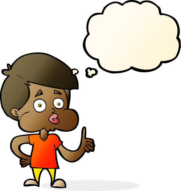 卡通男孩用思想泡泡竖起大拇指图片下载