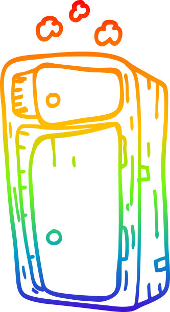 彩虹渐变线条绘制的卡通灰尘柜图片下载