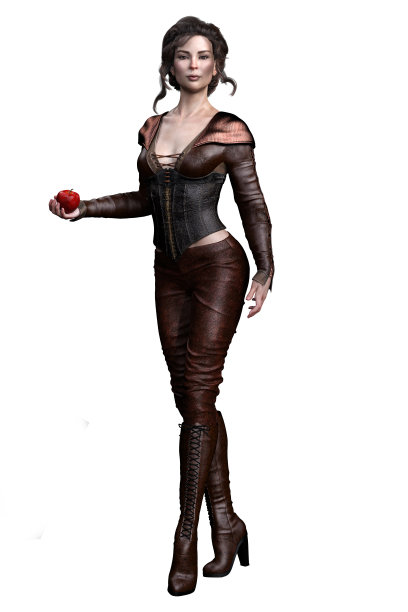 中世纪幻想女人在孤立的白色背景，3D插图，3D渲染图片下载