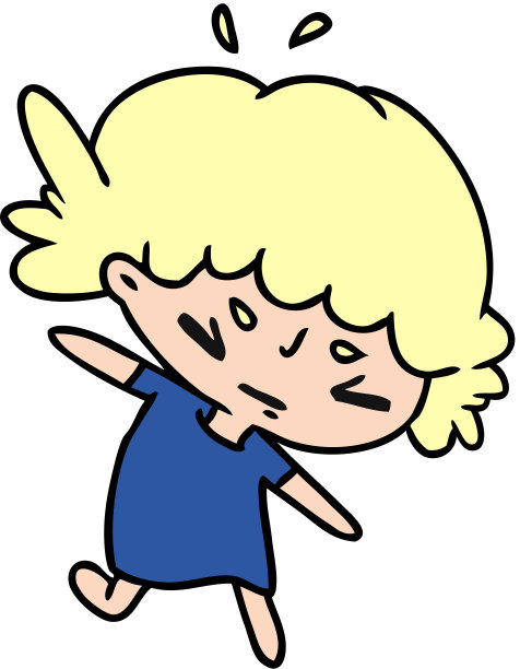 可爱的卡哇伊女孩的卡通插图图片下载