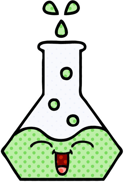 漫画书风格的卡通科学烧杯图片下载
