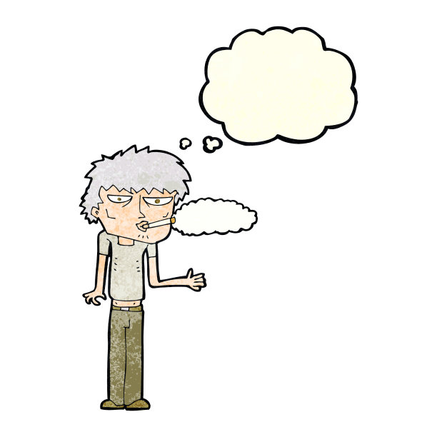 卡通吸烟者与思想泡泡图片下载
