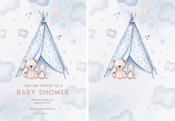 水彩新生儿宝宝淋浴贺卡与婴儿男孩。生日卡片与文字空间的新生婴儿和pregrand妇女邀请。图片下载