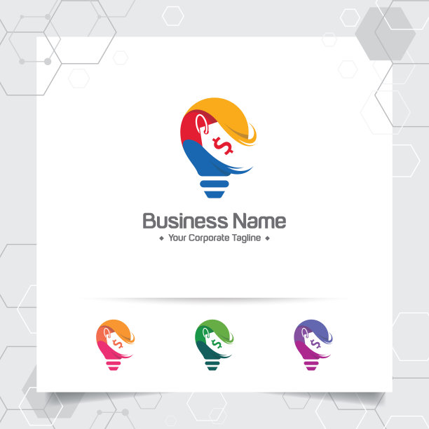 灯泡标志构思设计概念的价签符号和图标灯矢量图片下载