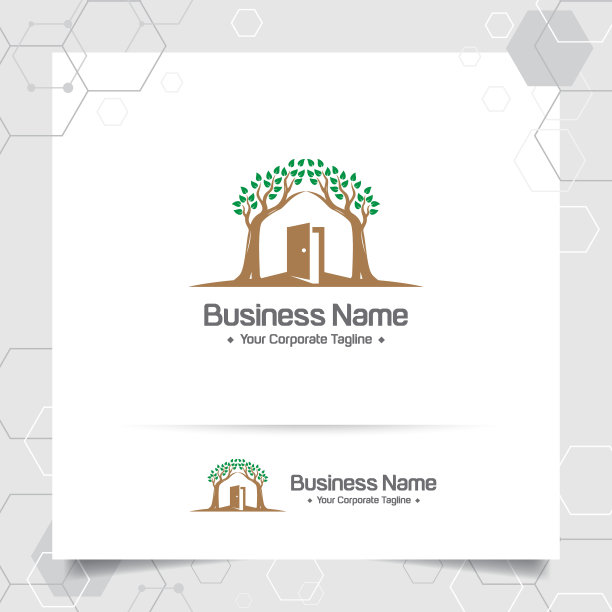 绿色房屋标志设计矢量与概念的家和叶子图标说明房地产，财产，住宅和抵押。图片下载