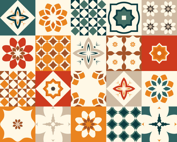 在墙上设计彩色瓷砖。矢量插图。无缝模式。图片下载