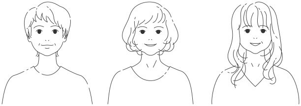 三个中年女人的脸|线条画图片下载